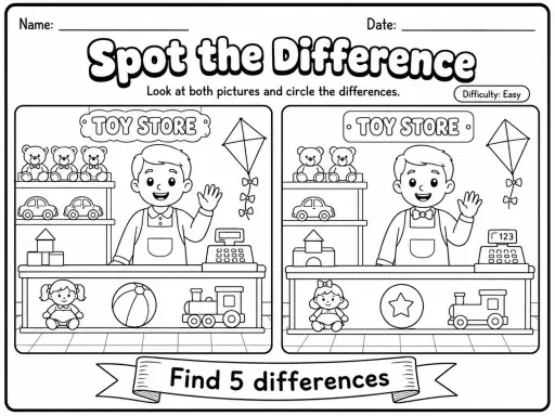 Spot the Difference Worksheet Pack - Set 3