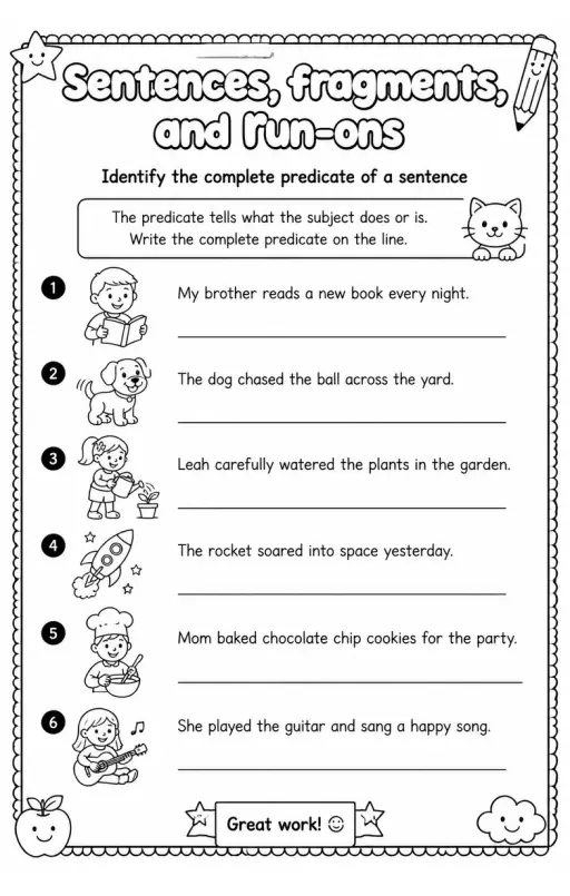 Identify the complete predicate of a sentence
