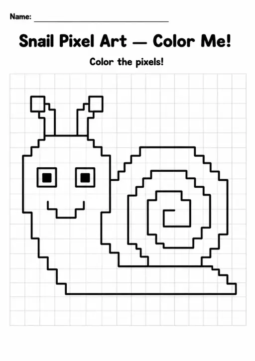 Snail Pixel Art Coloring Page