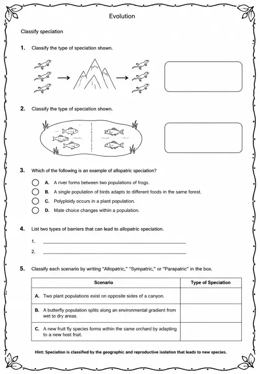 Classify speciation