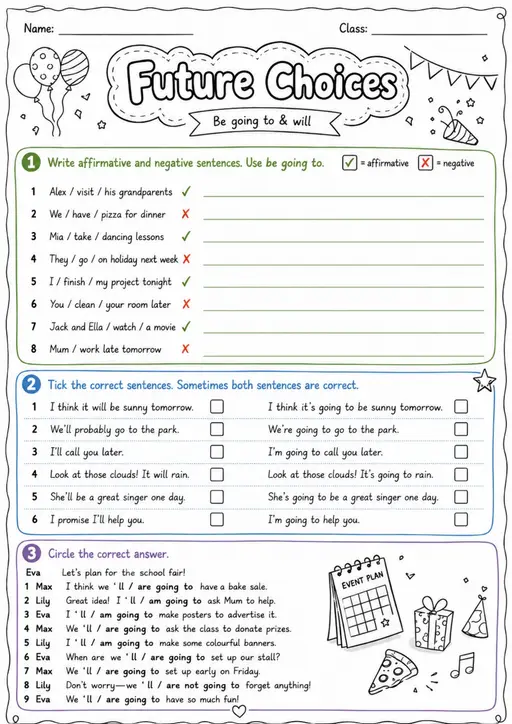 Future Choices | Grades 5-6 Grammar Worksheet