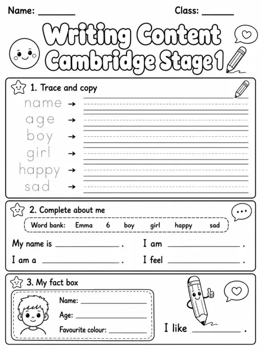 Writing Content Cambridge Stage 1
