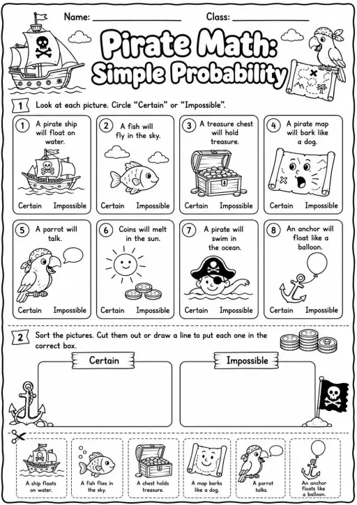 Pirate Math: Position and Direction Worksheet Pack