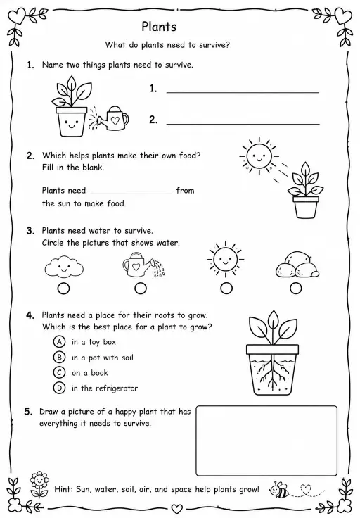 What do plants need to survive?