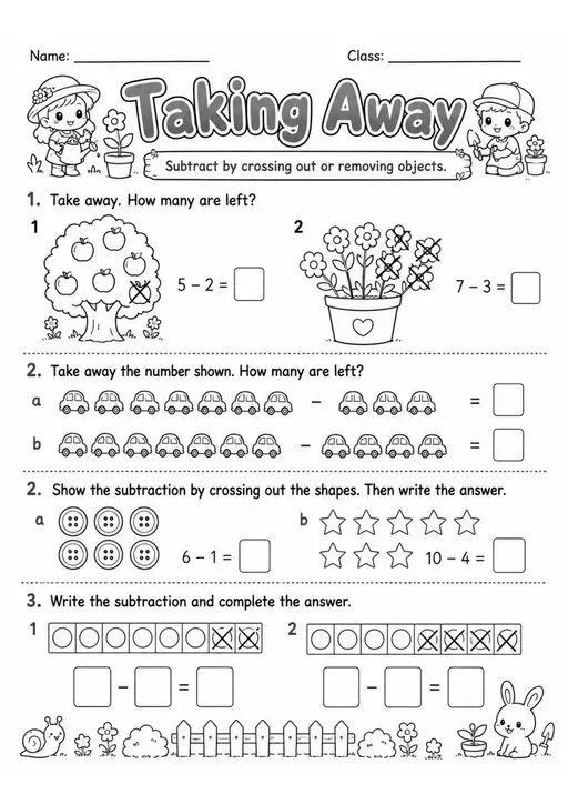 Grade 1 Addition and Subtraction Worksheets - Pack 2