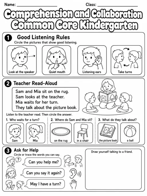 Comprehension and Collaboration Common Core Kindergarten