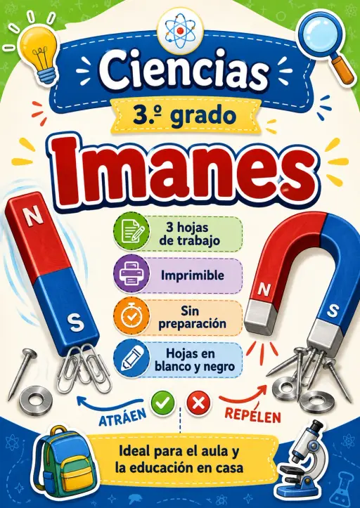 3.º grado - Imanes - Paquete de ciencias en español