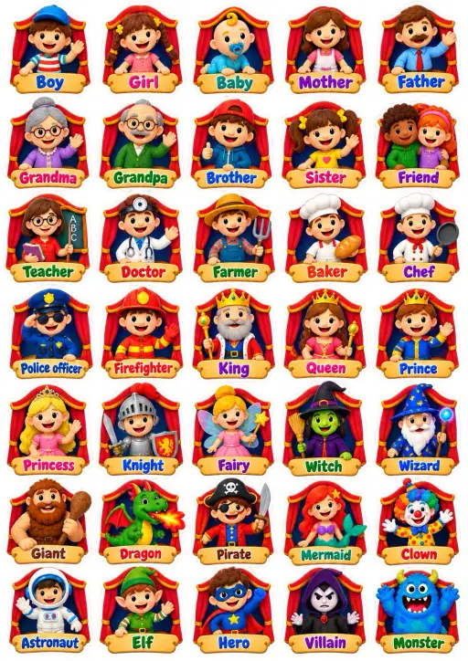 Family And Occupations English Vocabulary Stickers preview