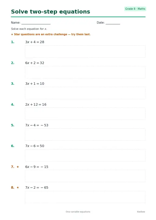 Solve two-step equations