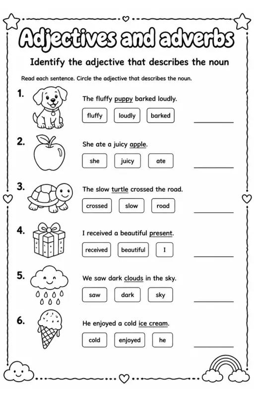 Identify the adjective that describes the noun