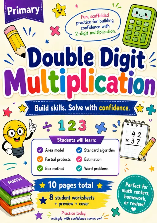 Double Digit Multiplication Worksheet Pack