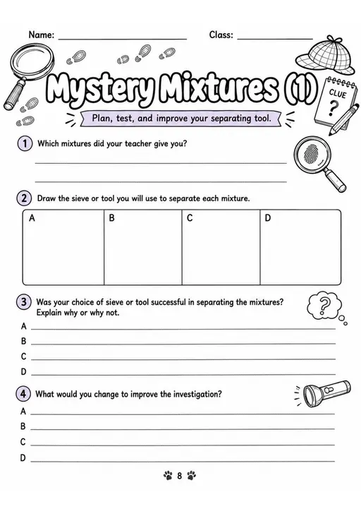 Mystery Mixtures (1) - Grade 3 Science Worksheet