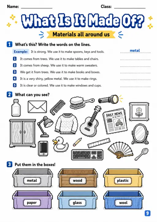 Cambridge Flyers - What Is It Made Of? | Free Worksheet