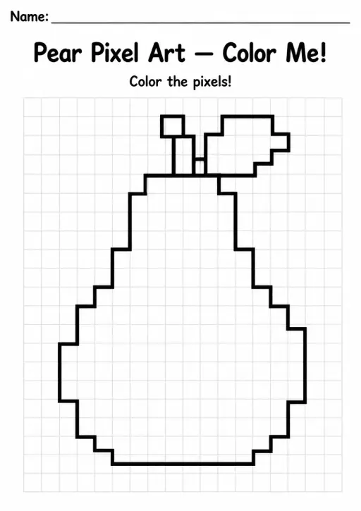 Pear Pixel Art Coloring Page