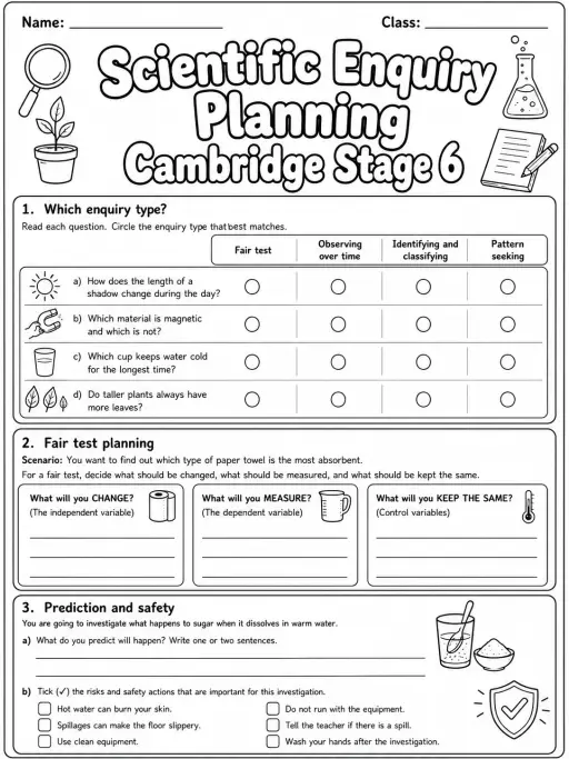 Scientific Enquiry Planning Cambridge Stage 6