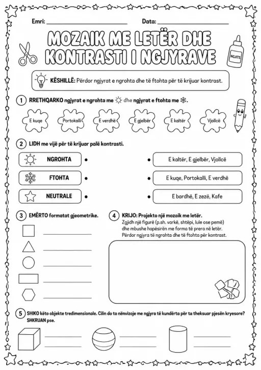 Mozaik me letër dhe kontrasti i ngjyrave