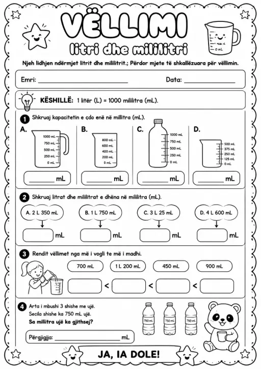 Vëllimi — litri dhe mililitri