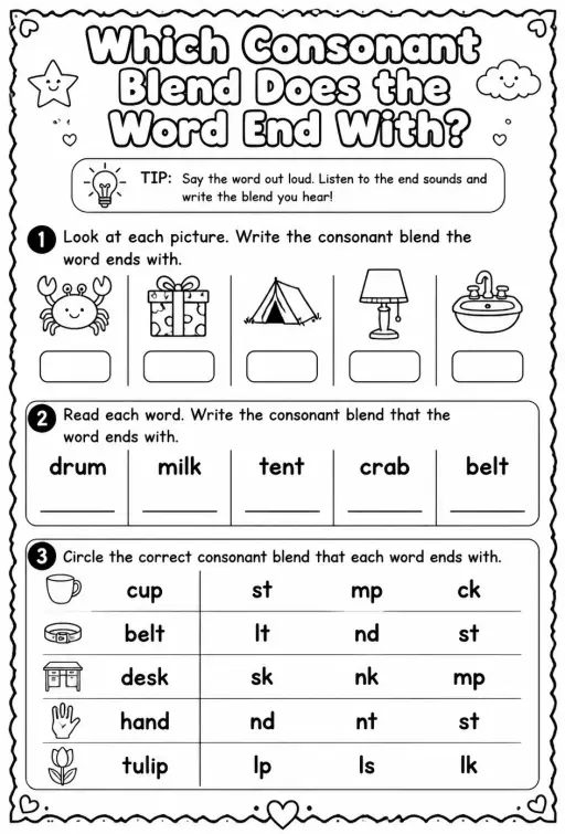 Which consonant blend does the word end with?
