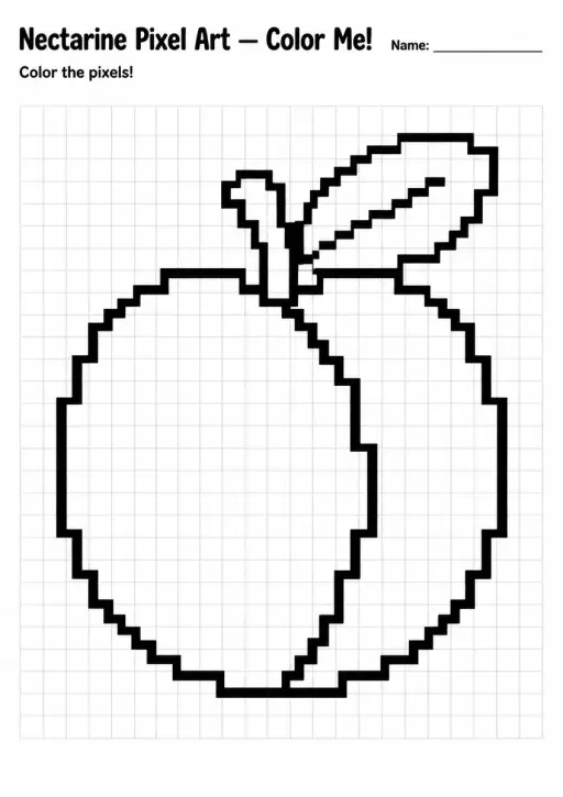Nectarine Pixel Art Coloring Page