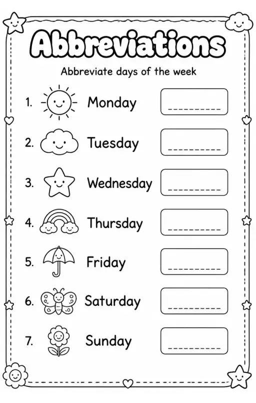 Abbreviate days of the week