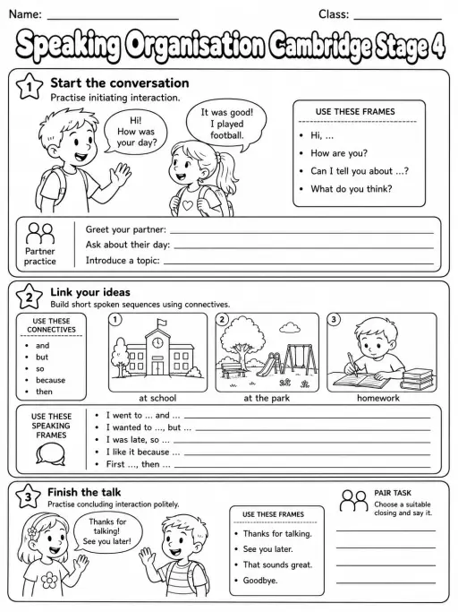 Speaking Organisation Cambridge Stage 4