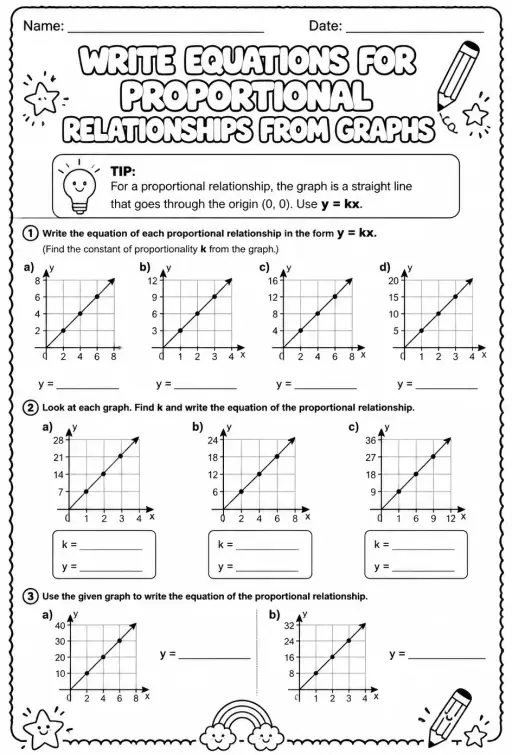 Write equations for proportional relationships from graphs