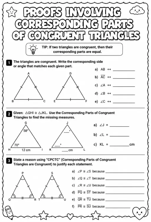 Proofs involving corresponding parts of congruent triangles