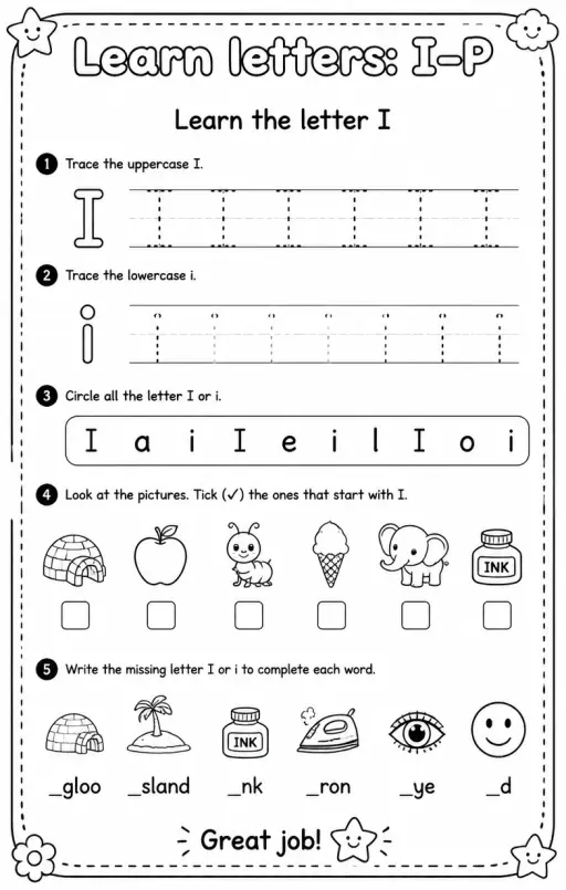 Learn the letter I