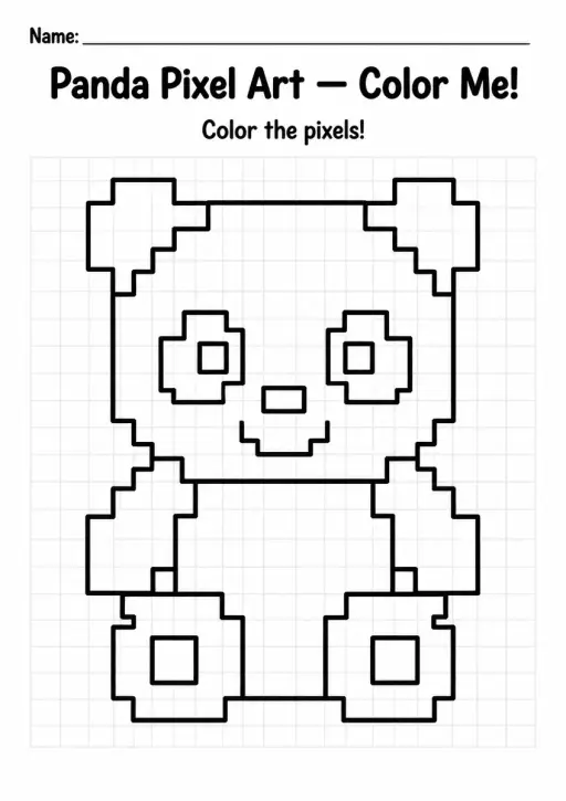 Panda Pixel Art Coloring Page
