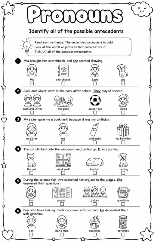 Identify all of the possible antecedents
