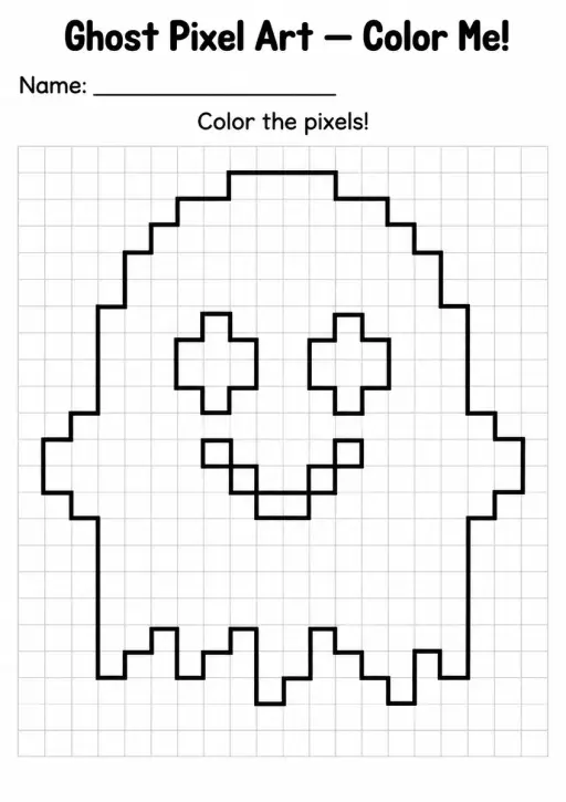 Ghost Pixel Art Coloring Page