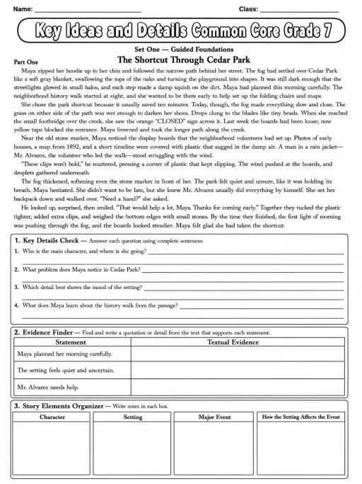 Key Ideas and Details Common Core Grade 7