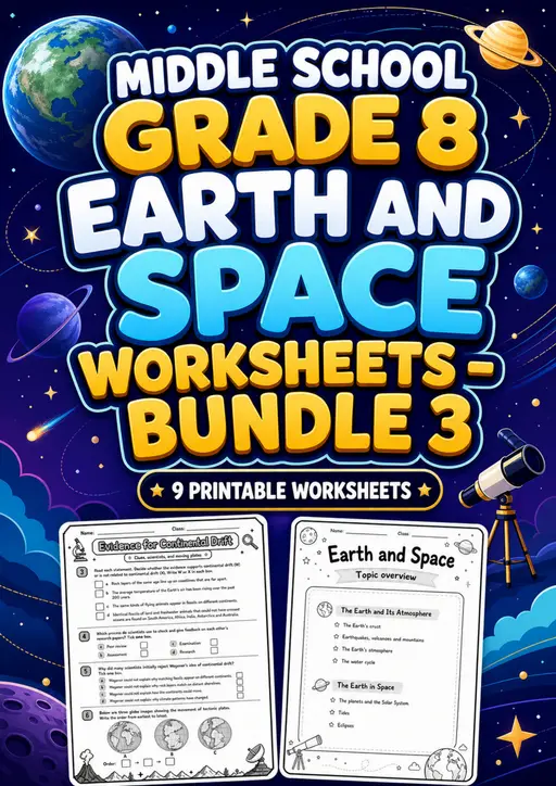 Middle School Grade 8 Earth and Space Worksheets - Pack 3