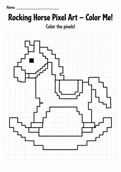 Rocking Horse Pixel Art Coloring Page