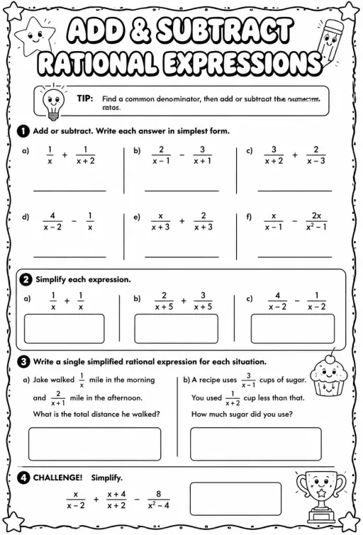 Add and subtract rational expressions