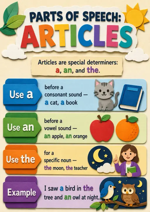 Parts of Speech: Articles Infographic