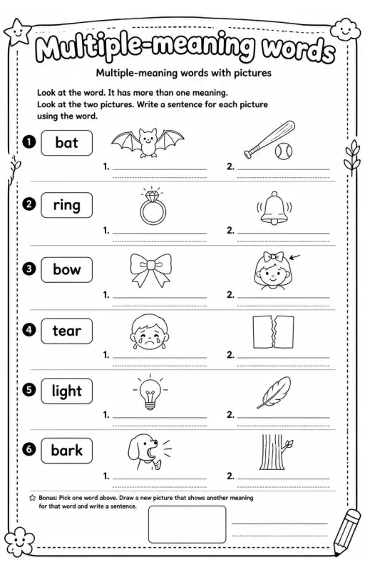 Multiple-meaning words with pictures
