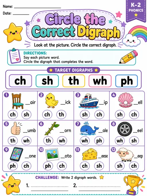 Circle the Correct Digraph