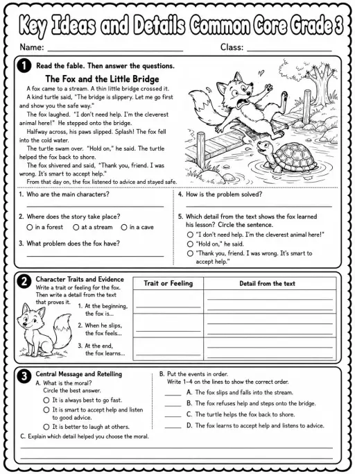 Key Ideas and Details Common Core Grade 3