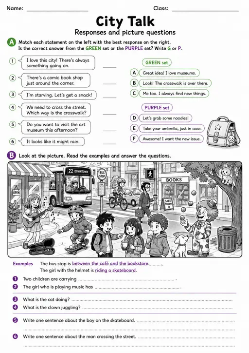 Cambridge MOVERS - City Talk | Free Worksheet