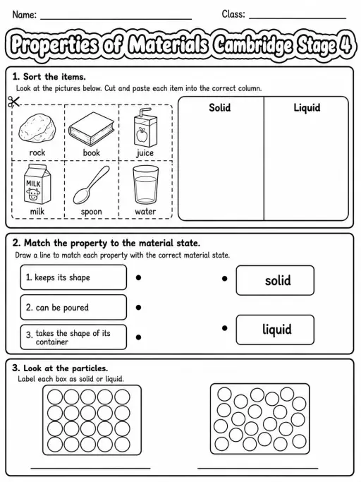 Properties of Materials Cambridge Stage 4