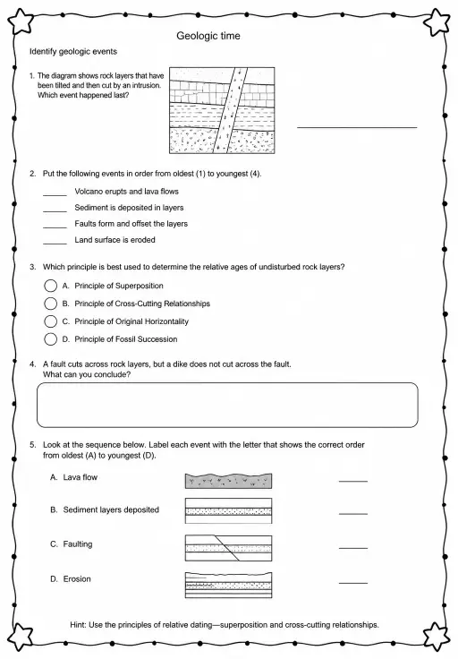 Identify geologic events