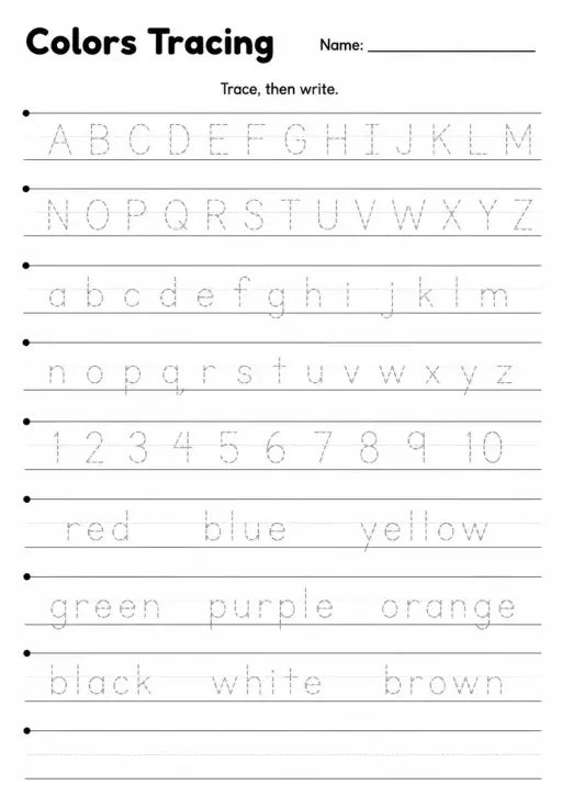 Colors Tracing — Grade 1
