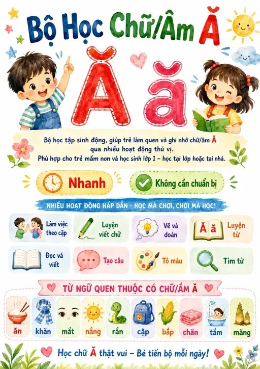 Vietnamese Letter A Breve Phonics Worksheets Pack