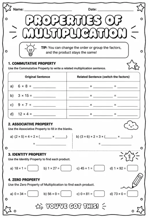 Properties of multiplication