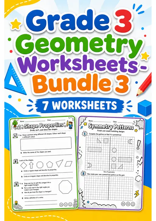 Grade 3 Geometry Worksheets - Pack 3