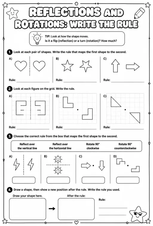 Reflections and rotations: write the rule