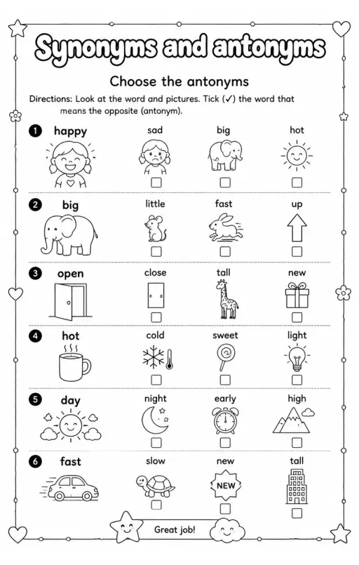 Choose the antonyms