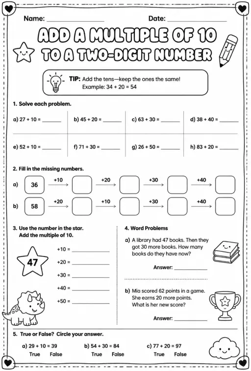 Add a multiple of 10 to a two-digit number