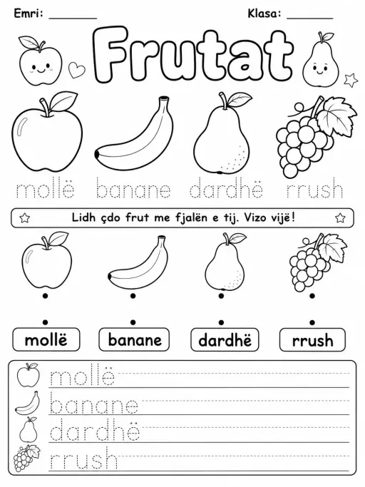 Fruta dhe perime - Pako fletësh pune